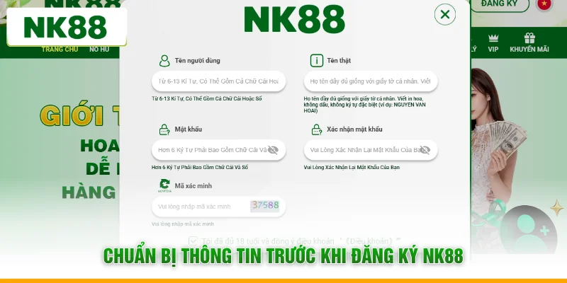 Chuẩn bị thông tin trước khi đăng ký NK88